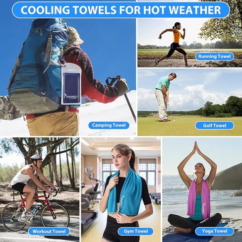 SYOURSELF Cooling Towel, Cooling Towels for Neck,40" x 12"Ice Towel for Instant Cooling Relief, Soft Breathable Chilly Towel, Perfect Yoga, Golf, Sports, Gym, Workout, Athletes Towel (1PC-Blue) in Kuwait