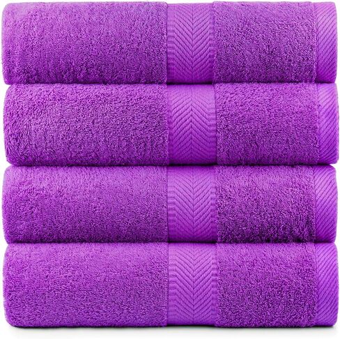 Terry Absorbent Bath Towels, Pink, Set of 4 in Saudi Arabia