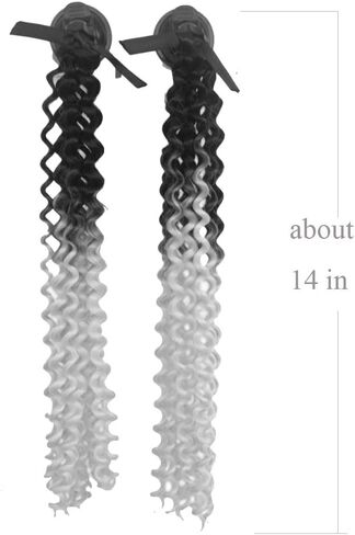 Helmet Pigtails Gradient Ramp Helmet Curly Ponytail Helmet Hair with Suction Cup for Motor Bike 2PCS 14inch Ombre Black to Pink (Helmet not Included) in Saudi Arabia