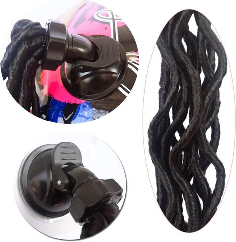 Helmet Pigtails Gradient Ramp Helmet Curly Ponytail Helmet Hair with Suction Cup for Motor Bike 2PCS 14inch Ombre Black to Pink (Helmet not Included) in Saudi Arabia