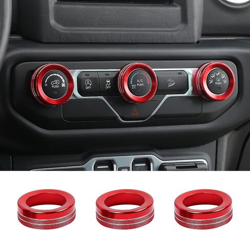 JeCar Control Switch Knob Cover Air Conditioner Button Trim Aluminum Alloy Interior Accessories Compatible with Jeep Wrangler JL JLU 2018-2023 & Gladiator 2020-2023 JT with Specific Dial Panel, Blue in Saudi Arabia
