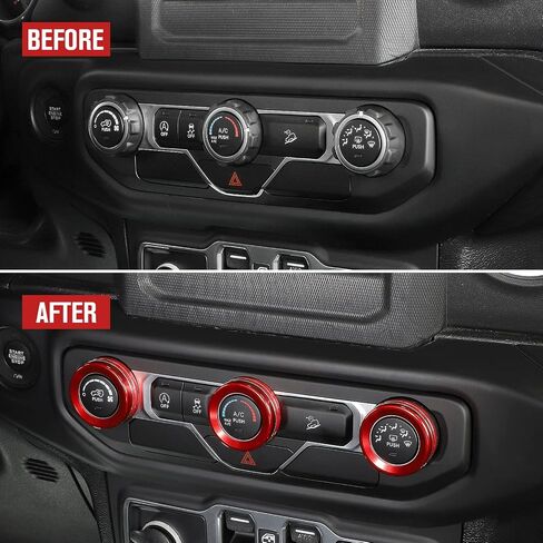 JeCar Control Switch Knob Cover Air Conditioner Button Trim Aluminum Alloy Interior Accessories Compatible with Jeep Wrangler JL JLU 2018-2023 & Gladiator 2020-2023 JT with Specific Dial Panel, Blue in Saudi Arabia