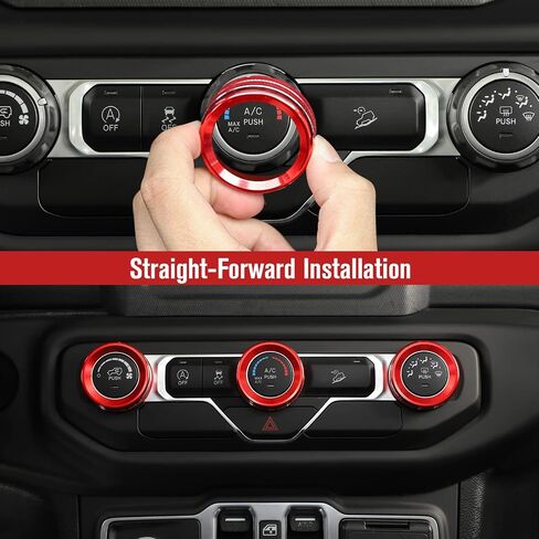 JeCar Control Switch Knob Cover Air Conditioner Button Trim Aluminum Alloy Interior Accessories Compatible with Jeep Wrangler JL JLU 2018-2023 & Gladiator 2020-2023 JT with Specific Dial Panel, Blue in Saudi Arabia