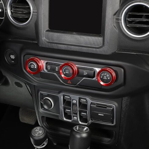 JeCar Control Switch Knob Cover Air Conditioner Button Trim Aluminum Alloy Interior Accessories Compatible with Jeep Wrangler JL JLU 2018-2023 & Gladiator 2020-2023 JT with Specific Dial Panel, Blue in Saudi Arabia