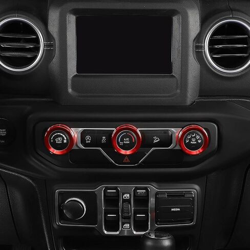 JeCar Control Switch Knob Cover Air Conditioner Button Trim Aluminum Alloy Interior Accessories Compatible with Jeep Wrangler JL JLU 2018-2023 & Gladiator 2020-2023 JT with Specific Dial Panel, Blue in Saudi Arabia