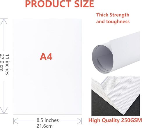 120 Sheets White Cardstock, Thick Card Stock 91lb/250GSM Card Stock Printer Paper Construction Paper for Invitations Craft Printing Scrapbook Supplies Card Making(White,A4 Size) in Saudi Arabia