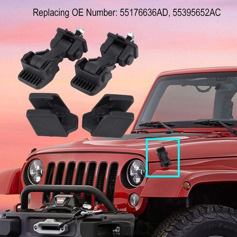 Hood Lock Catch, 55176636AD 55395652AC Black Aluminum Hood Latches Latch Locking Hood Catch Kit for Jeep Wrangler TJ 1997-2006 in Saudi Arabia