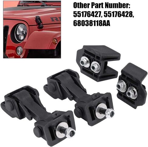 Hood Lock Catch, 55176636AD 55395652AC Black Aluminum Hood Latches Latch Locking Hood Catch Kit for Jeep Wrangler TJ 1997-2006 in Saudi Arabia