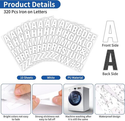 10 Sheets 310 Pieces Iron on Letters for Fabric 1.6 Inch Heat Transfer Vinyl Letters with A-Z Iron on Vinyl Letters Black PU Alphabet Adhesive Stickers for DIY Printing Craft Clothing T-Shirt Jersey in Saudi Arabia