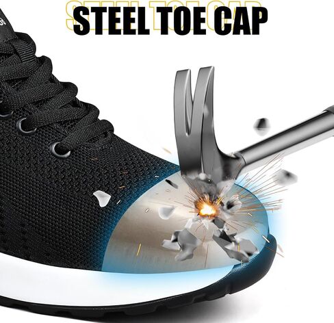 GLANOUDUN Steel Toe Shoes for Men Women Work Shoes Lightweight Safety Shoes Indestructible Steel Toe Sneakers Puncture Resistant Working Shoes Construction (Men11,Women12) White in Saudi Arabia