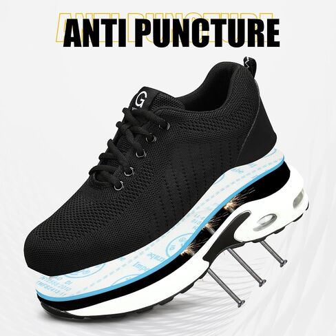 GLANOUDUN Steel Toe Shoes for Men Women Work Shoes Lightweight Safety Shoes Indestructible Steel Toe Sneakers Puncture Resistant Working Shoes Construction (Men11,Women12) White in Saudi Arabia