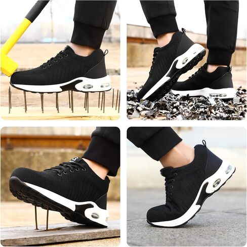 GLANOUDUN Steel Toe Shoes for Men Women Work Shoes Lightweight Safety Shoes Indestructible Steel Toe Sneakers Puncture Resistant Working Shoes Construction (Men11,Women12) White in Saudi Arabia