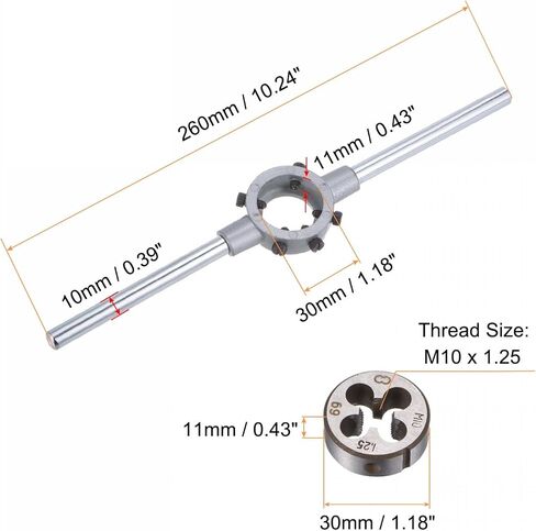 مجموعة مفاتيح ربط بمقبض من uxcell، قالب دائري M10 × 0.75 و30 مم (تناسب قوالب M10-M11) حامل مفتاح ربط قابل للتعديل أداة يدوية in Saudi Arabia