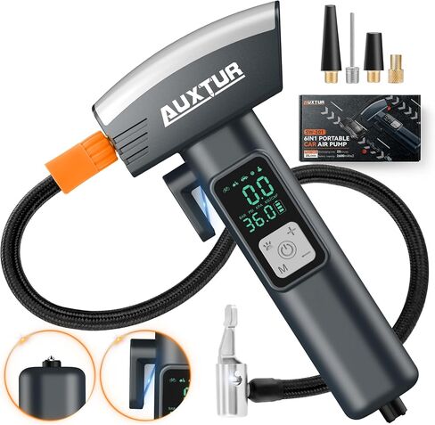 6IN1 Vehicle Tire Inflator Portable Air Compressor|Escape Tool with Safety Hammer and Seat Belt Cutter|Car Tire Air Pump with LED Light|Digital Tire Pressure Gauge|Car Accessories for Emergency in Saudi Arabia
