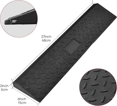 10M Long Squat Wedge Block with Resistance Bands - Adjustable Heel Elevated Rubber Ramp - Portable Incline Calf Stretcher - Non-Slip Slant Board - for Weightlifting, Powerlifting, and Mobility in Saudi Arabia