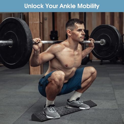 10M Long Squat Wedge Block with Resistance Bands - Adjustable Heel Elevated Rubber Ramp - Portable Incline Calf Stretcher - Non-Slip Slant Board - for Weightlifting, Powerlifting, and Mobility in Saudi Arabia