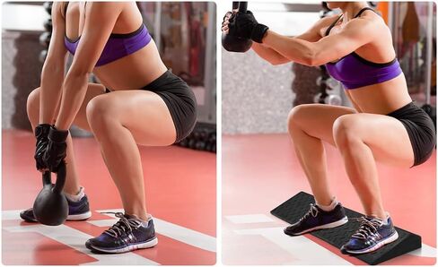 10M Long Squat Wedge Block with Resistance Bands - Adjustable Heel Elevated Rubber Ramp - Portable Incline Calf Stretcher - Non-Slip Slant Board - for Weightlifting, Powerlifting, and Mobility in Saudi Arabia
