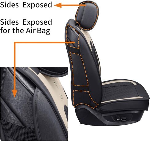 أغطية مقاعد Aierxuan للسيارات النسائية المصنوعة من الجلد المقاوم للماء تناسب عالمي لسيارة Hyundai Elantra Sonata Ford Forte Honda Civic CRV Toyota Corolla 4Runner Rav4 Highlander Hybrid (مجموعة كاملة، أسود-بيج) in Kuwait