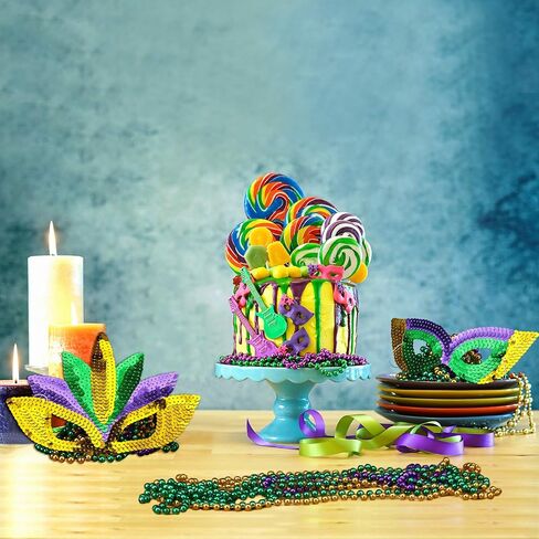 مجموعة مكونة من 42 قلادة وقناع من الخرز الدائري من Mardi Gras تتضمن 12 قطعة من أقنعة تنكرية ذهبية وأخضر وأرجواني و30 قطعة من القلائد المعدنية المستديرة لمستلزمات حفلات الكرنفال ومستلزمات الصور in Saudi Arabia