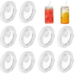 10 قطع من أغطية الأكريليك لأكواب زجاجية سعة 16 أونصة/20 أونصة، أغطية قابلة لإعادة الاستخدام مضادة للانسكاب لأكواب القهوة وأكواب عصير البيرة (شفافة) in Kuwait