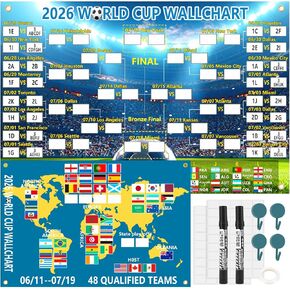 ملصق بضائع كأس العالم 2026 من phask مقاس 90 × 60 سم وعرض مجموعة الجولة النهائية من 48 فريقًا، ملصق مباريات كأس العالم 2 في 1، هدايا مخطط حائط بضائع كأس العالم 2026 لمحبي كرة القدم in Kuwait