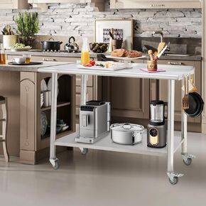 طاولة إعداد من الفولاذ المقاوم للصدأ مقاس 30 × 24 بوصة، طاولة عمل تجارية NSF مع رف سفلي قابل للتعديل، باكسبلاش وخطافات، للمطاعم والمطابخ وغرف الغسيل in Kuwait