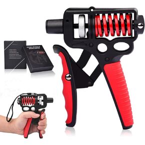 Adjustable 10–400 lb Grip Strength Trainer (Premium Adjustable Grip Strengthener for Forearm Training) Alloy Frame, Titanium-Plated Steel, TPR Non-Slip Handles | Color Red in Saudi Arabia