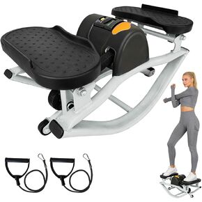 جهاز ستيبر للياقة البدنية هزاز جانبي للتمرين المنزلي - جهاز ستيبر منخفض التأثير من الجانب إلى الجانب، لطيف على الركبتين والمفاصل، جهاز تمرين عضلات البطن المحمول مع شاشة LCD وأشرطة مقاومة in Kuwait