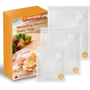 Vacuum Sealer Bags for Food, 60 Pcs Reusable Food Storage Bags, S+M+L Sizes, Air Valve Zipper Bags for Meal Prep, Freezer, Sous Vide & Microwave Storage in Saudi Arabia