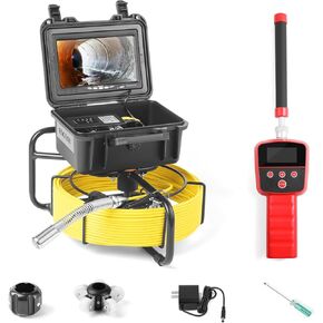 Sewer Camera with 512Hz Locator, 20/30/50m, 7" Pipeline Inspection kit with DVR Function, IP68, 12 Adjustable LEDs, A 32GB Card for Sewer Line, Home, Duct Drain Pipe Plumbing (9618FTR-20) in Kuwait
