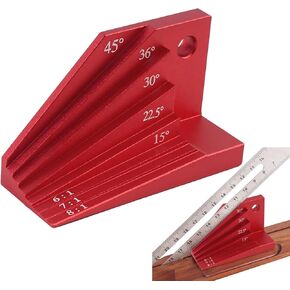 كتلة قياس مشطوفة متعددة الزوايا، محدد زاوية ميتري عالمي بزوايا ميتري 15 درجة -45 درجة، أداة قياس النجارة لمشاريع التوجيه والنجارة in Kuwait