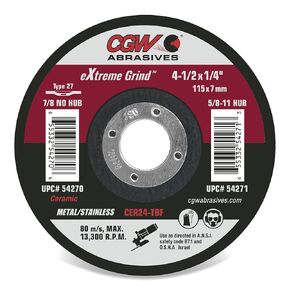CGW Abrasives Extreme Grind Grinding Wheels - 54275-6 x 1/4 x 5/8-11 - (10 Pack) in Kuwait