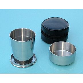 Stanley London Engraved 5oz Stainless Steel Collapsible Drinking Cup with Leather Case in Kuwait