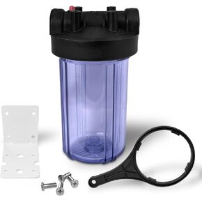 10 x 4.5 Housing Whole House Water Filtration System 1" Inlet/Outlet Brass Ports Pressure Relief Button, Meets NSF Standards & Regulations Compatible to BB-20B, 150233, 150235 (1 Set, Transparent) in Kuwait