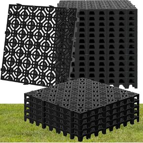 20 Pcs 15.7" x 15.7" Heavy Duty Ground Protection Mats, Interlocking Non-Slip Floor Mat, Heavyweight Gravel Grid Drive on Lawn, 6613 lb Load Permeable Paver for Parking, Outdoor Event Flooring, Black in Kuwait