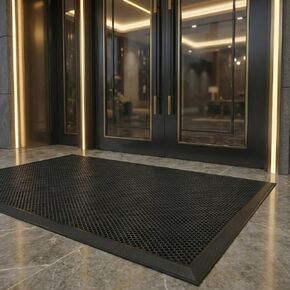 3'x 5' Elestic Net Entry Mat Outside Entrance. High Traffic Guard Dirt Trapper Doormat with Rubber Backing, Upgraded Commercial Front Door Mat for Entryway(Jet Black) in Kuwait