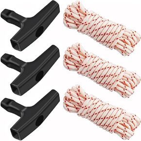 Recoil Starter Parts 3 Pack Pull For Cord Rope With Handle Starter Rope For Mower, For Generat or, Saw stock in Kuwait