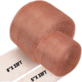 Copper Mesh Roll for Mice Rodent Rat, Sturdy 5'' x 33Ft & 8'' x 33Ft Copper Wool Mouse Trap Hole Filler for Bat Snail Bird Control, DIY Hole Filler for Vents, Soffits & Home Defense (2 Roll) in Kuwait