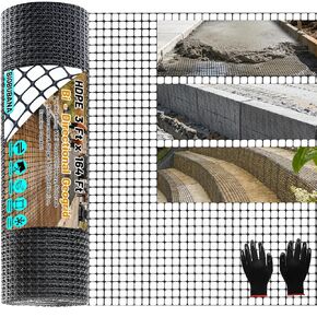 3 Ft x 164 Ft Geogrid for Retaining Wall, Bi-Directional Geo Grid Roll with Gloves, HDPE Geogrid for Gravel Driveway, Subgrade Reinforcement, Slope & Soil Stabilization, Erosion Control in Saudi Arabia