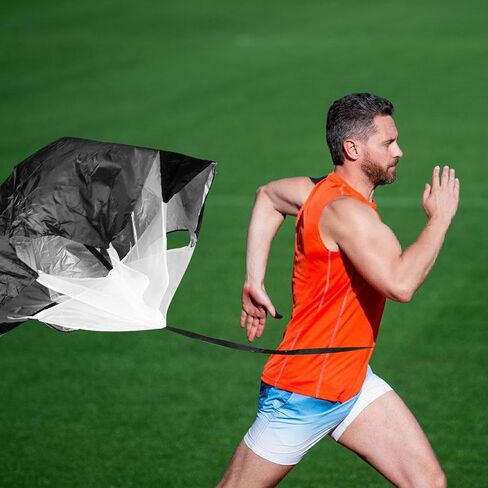 سرعة الجري مقاومة المظلة مع حزام الخصر، أسود خفيف الوزن، يساعد على سرعة كرة القدم وتدريبات الركض in Kuwait