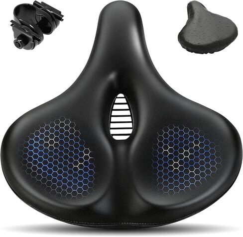 Oversized Bike Seat, Extra Thick High-Density Foam Bicycle Saddle with Dual Spring Shock Absorption, Comfort Padded Bicycle Seat for Men Women, Fit for Peloton, E-Bike, Cruiser, Stationary in Kuwait