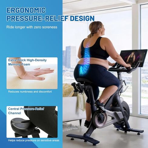 Oversized Bike Seat, Extra Thick High-Density Foam Bicycle Saddle with Dual Spring Shock Absorption, Comfort Padded Bicycle Seat for Men Women, Fit for Peloton, E-Bike, Cruiser, Stationary in Kuwait