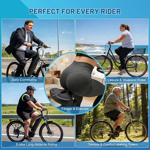 Oversized Bike Seat, Extra Thick High-Density Foam Bicycle Saddle with Dual Spring Shock Absorption, Comfort Padded Bicycle Seat for Men Women, Fit for Peloton, E-Bike, Cruiser, Stationary in Kuwait