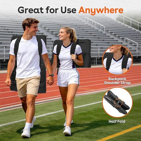 Suteck Stadium Seats with Back Support, Extra Wide Folding Bleacher Chairs, 6-Position Recline, Waterproof with Side Storage Bags, Portable Cushioned Seats for Outdoor Sports & Events in Kuwait