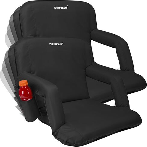 Driftsun 2 Pack Extra Wide Stadium Seats with Back Support - Deluxe Foldable Stadium Chairs for Bleachers - Folding Waterproof Sport Chair - Easy to Transport in Saudi Arabia