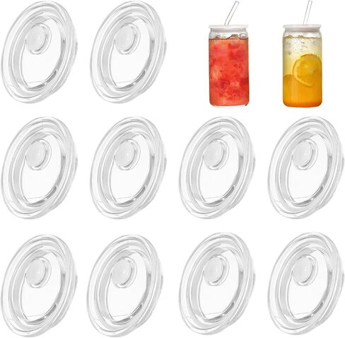 10 قطع من أغطية الأكريليك لأكواب زجاجية سعة 16 أونصة/20 أونصة، أغطية قابلة لإعادة الاستخدام مضادة للانسكاب لأكواب القهوة وأكواب عصير البيرة (شفافة) in Kuwait