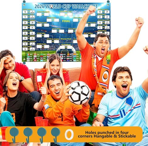 Phask 2026 World Cup Merchandise Poster 90x60CM & Final Round 48-Team Collection Showcase,2-in-1 World Cup Matches Poster,World Cup 2026 Merchandise Wallchart Gifts for Soccer Fans in Saudi Arabia