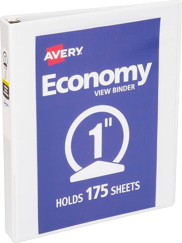 Avery Economy View 3 Ring Binder, 1" Round Rings, 1 White Binder (05760) in Saudi Arabia