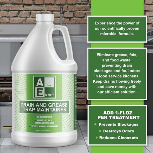 Drain and Grease Trap Maintainer- 4 Gallon (Contains 512 Treatments) - Biological Formula - Breaks Down Fats Oils and Grease - Grease Traps, Drain, Septic Systems, Sewers- Deodorizer in Saudi Arabia