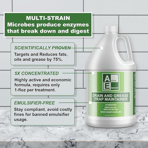 Drain and Grease Trap Maintainer- 4 Gallon (Contains 512 Treatments) - Biological Formula - Breaks Down Fats Oils and Grease - Grease Traps, Drain, Septic Systems, Sewers- Deodorizer in Saudi Arabia